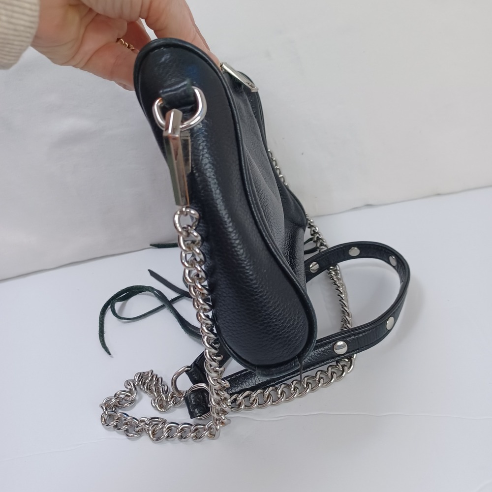 Rebecca Minkoff Crossbody Bag Black Leather Boho Biker - Picture 9 of 15